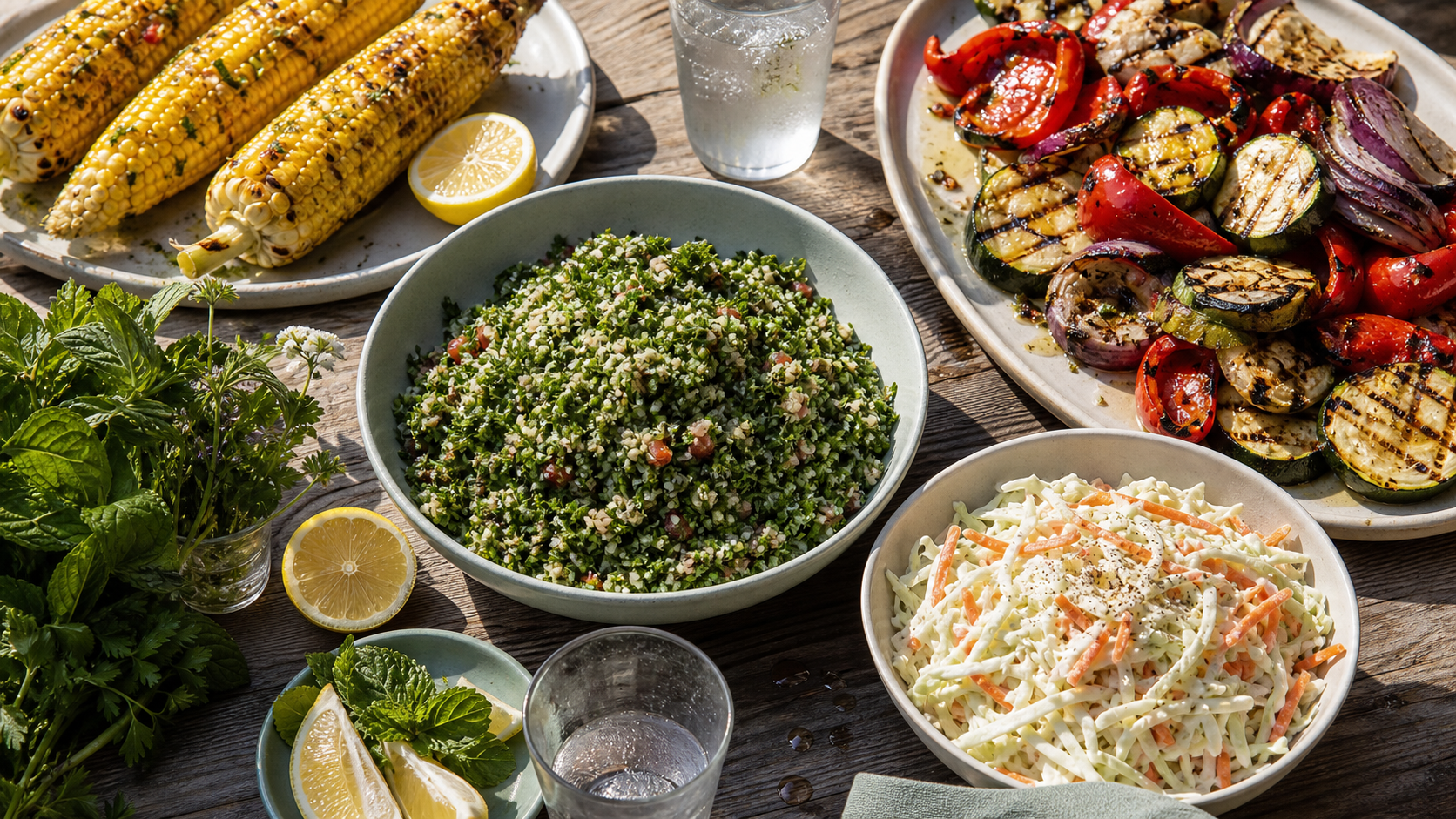 Quel accompagnement avec un barbecue : taboulé, coleslaw et légumes grillés