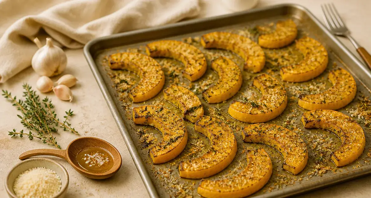 Recette courge jaune au four, tranches dorées