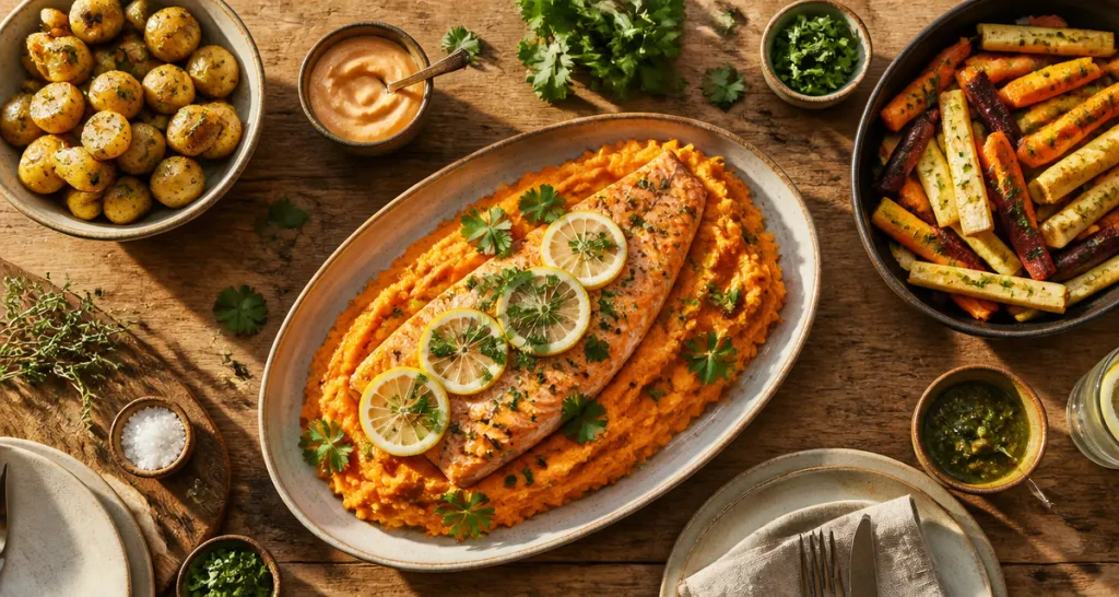 Saumon au four accompagnement et légumes
