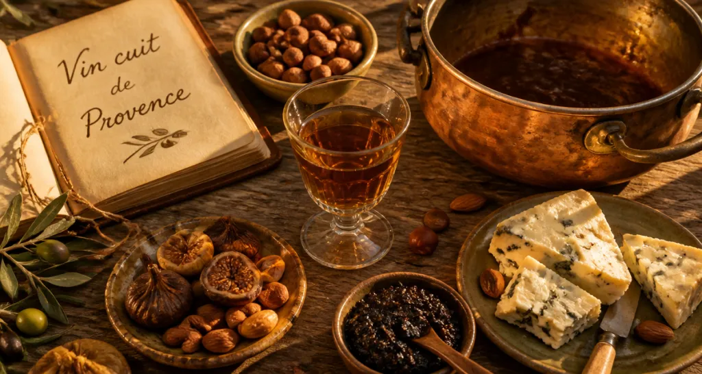 verre vin cuit apéritif français sur table