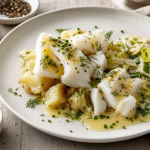Accompagnement pour cabillaud avec légumes, sauce citronnée et herbes fraîches