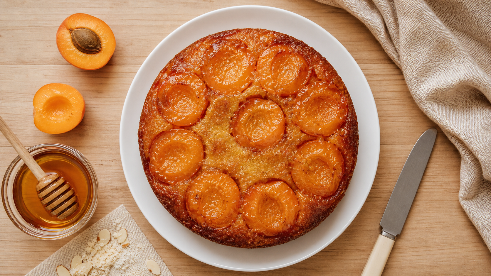 Dessert abricot : gâteau renversé aux abricots et miel