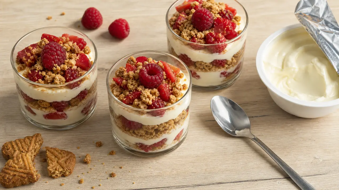 Dessert mascarpone en verrines, crème mascarpone et fruits rouges