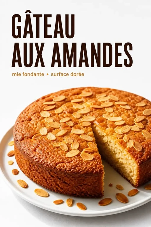 Gâteau poudre d'amande fondant servi sur une assiette blanche