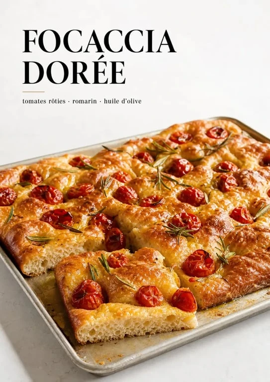 Recette focaccia cyril lignac dorée et moelleuse aux tomates cerises et romarin