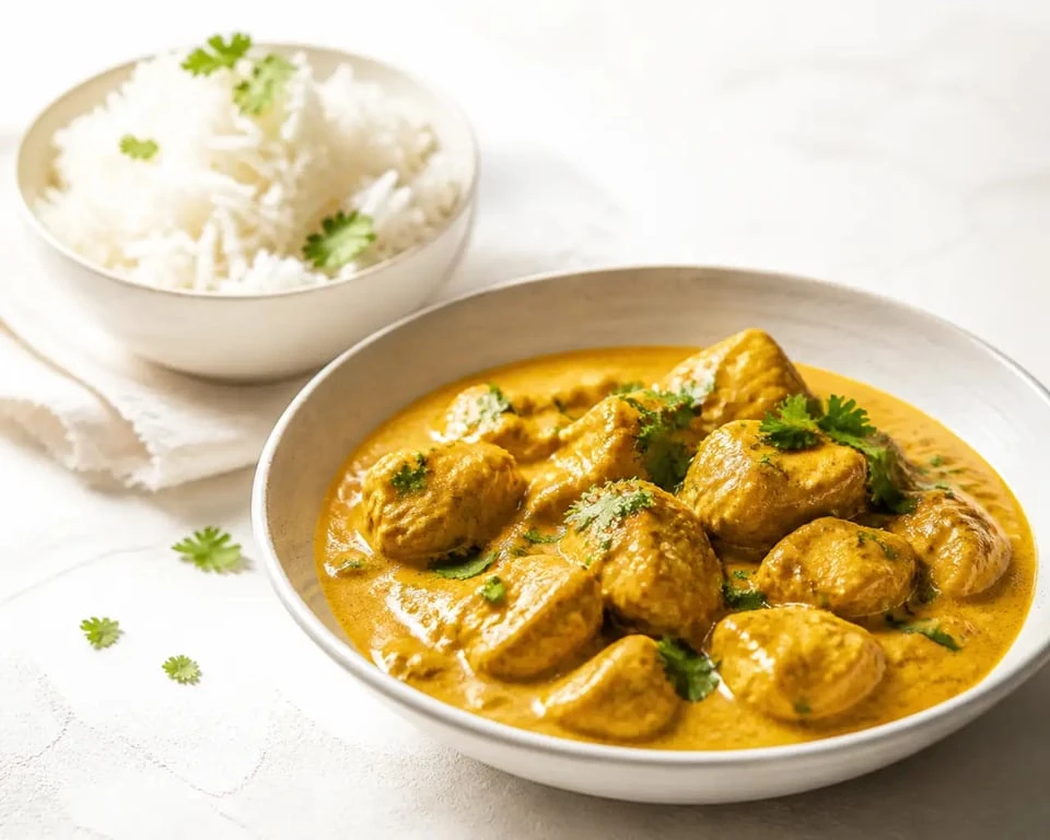 Plat à base de poulet au curry et lait de coco, recette facile et rapide