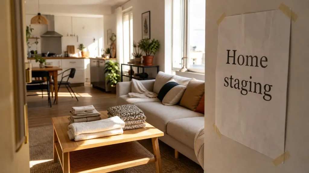 Home staging Orléans : séjour lumineux, appartement prêt à vendre