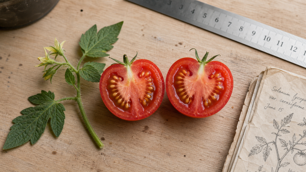 La tomate est fruit ou legume : coupe et graines, vue dessus, photo botanique