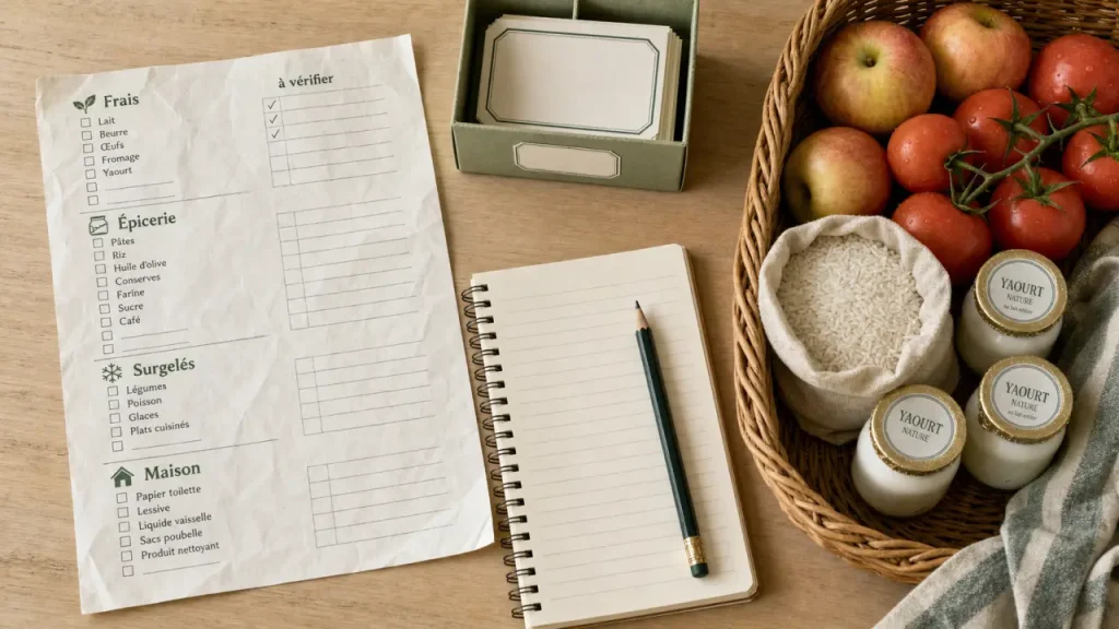 Liste courses alimentaires : garde-manger de base et oublis
