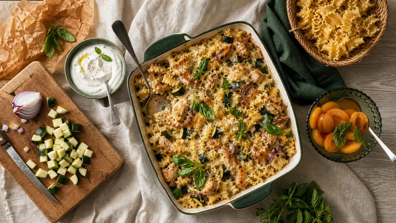 Menu famille semaine : repas simples en plat à gratin, pâtes et poulet