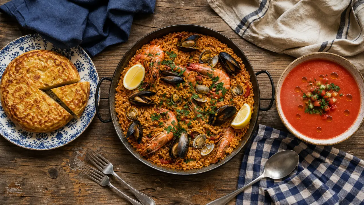 Plats espagnols : paella, tapas et gazpacho