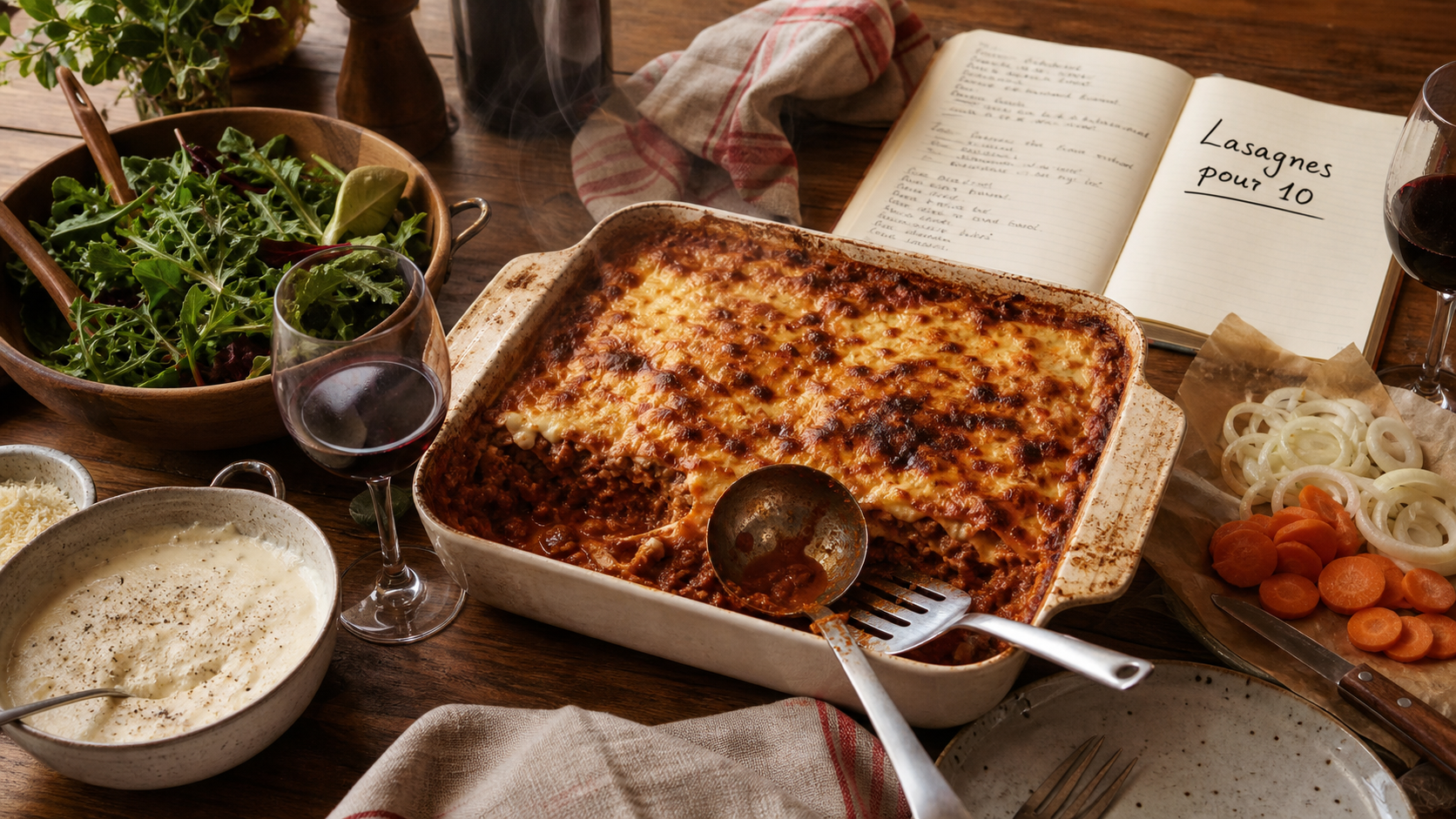Recette 10 personnes : lasagnes bolognaises à partager