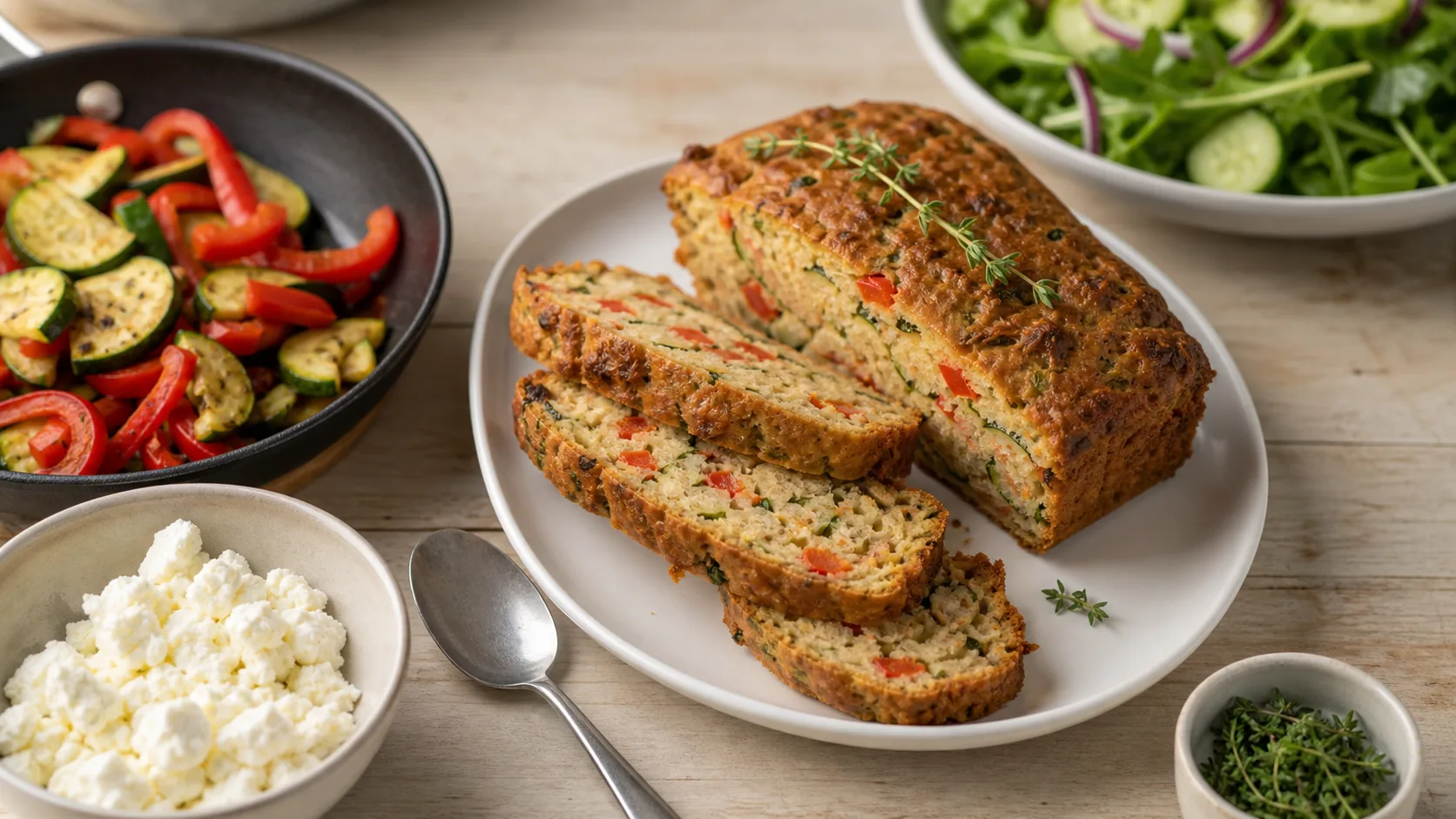 Recette salé de cake aux légumes, tranche sur assiette