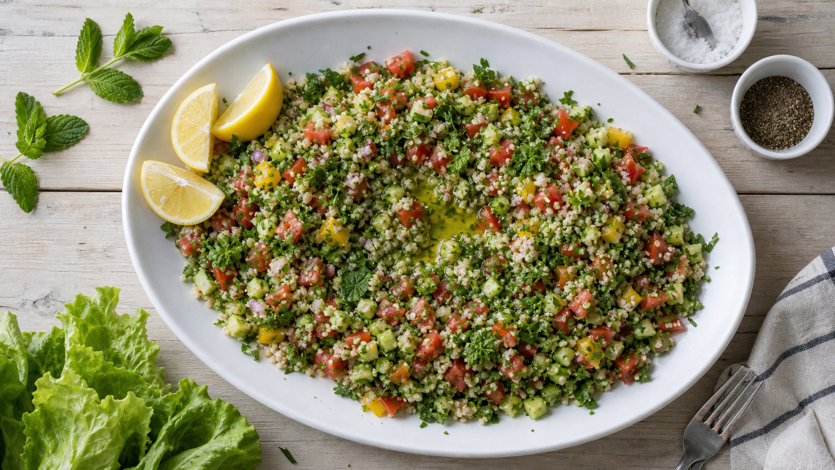 Recette taboulé méditerranéen maison : semoule fraîche non détrempée au citron et herbes