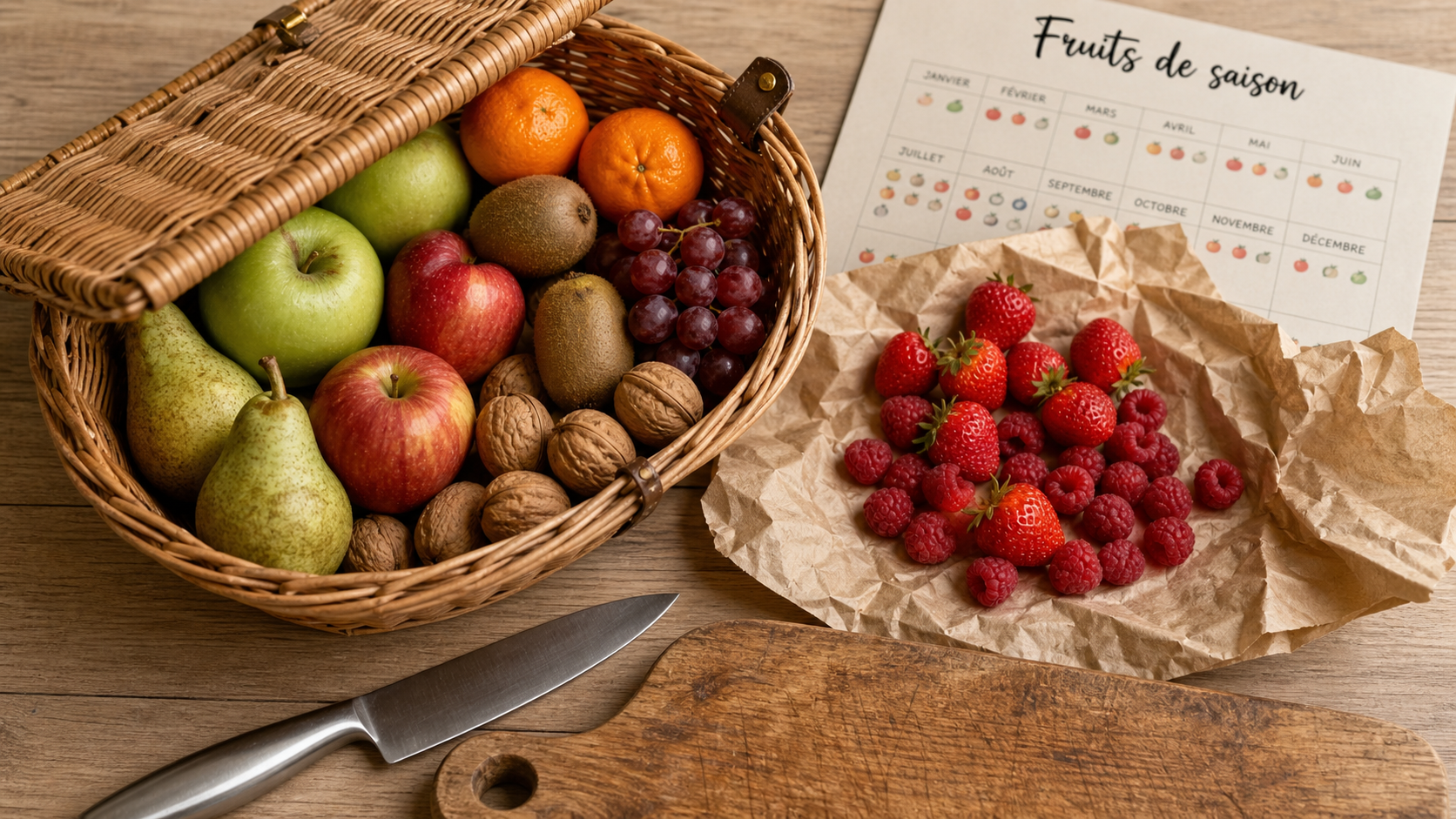 Saisonnalité des fruits : fruits de saison mois par mois (pommes, poires, kiwis, clémentines)