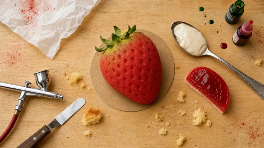 trompe l oeil fraise : entremets velours rouge