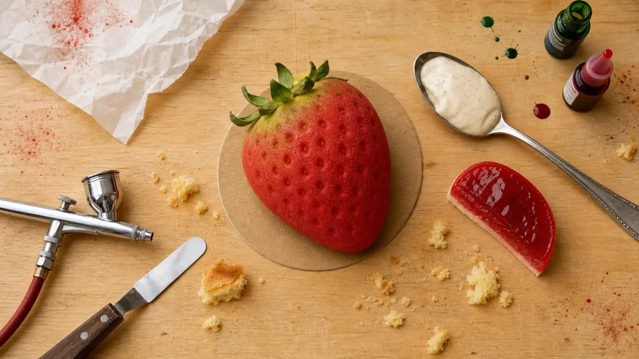 trompe l oeil fraise : entremets velours rouge
