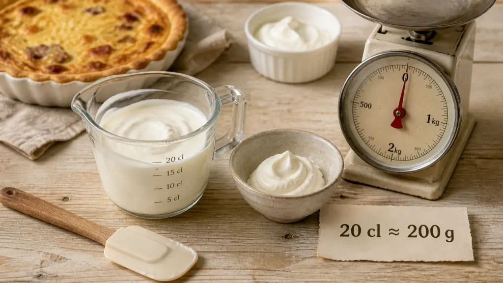 20 cl creme fraiche en g : crème fraîche en verre doseur, équivalence en grammes