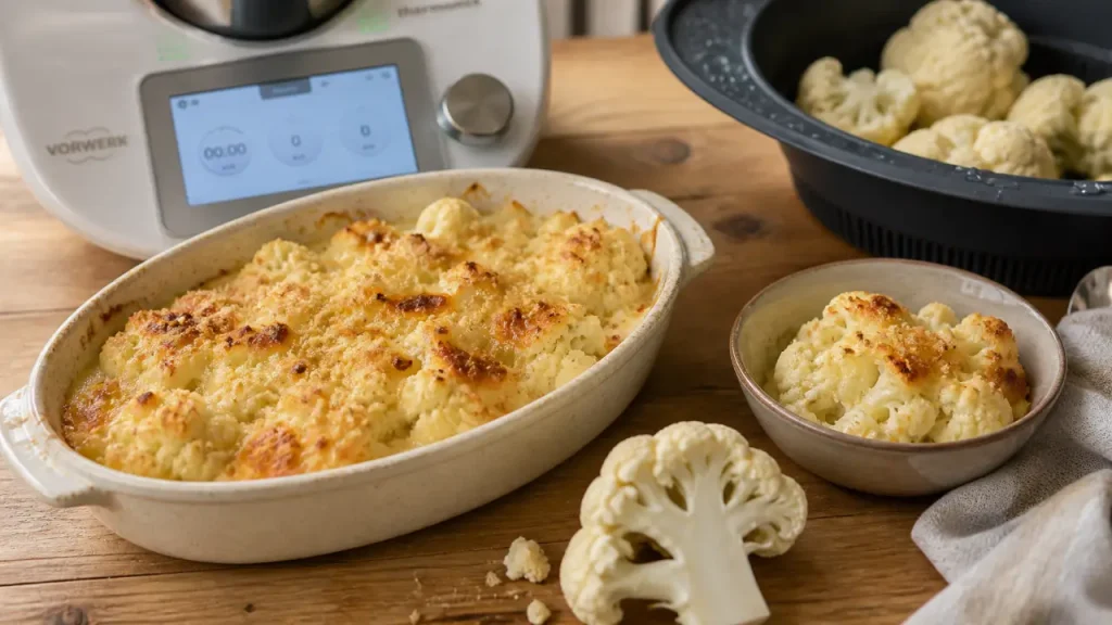 Chou fleur thermomix en gratin vapeur, béchamel dorée