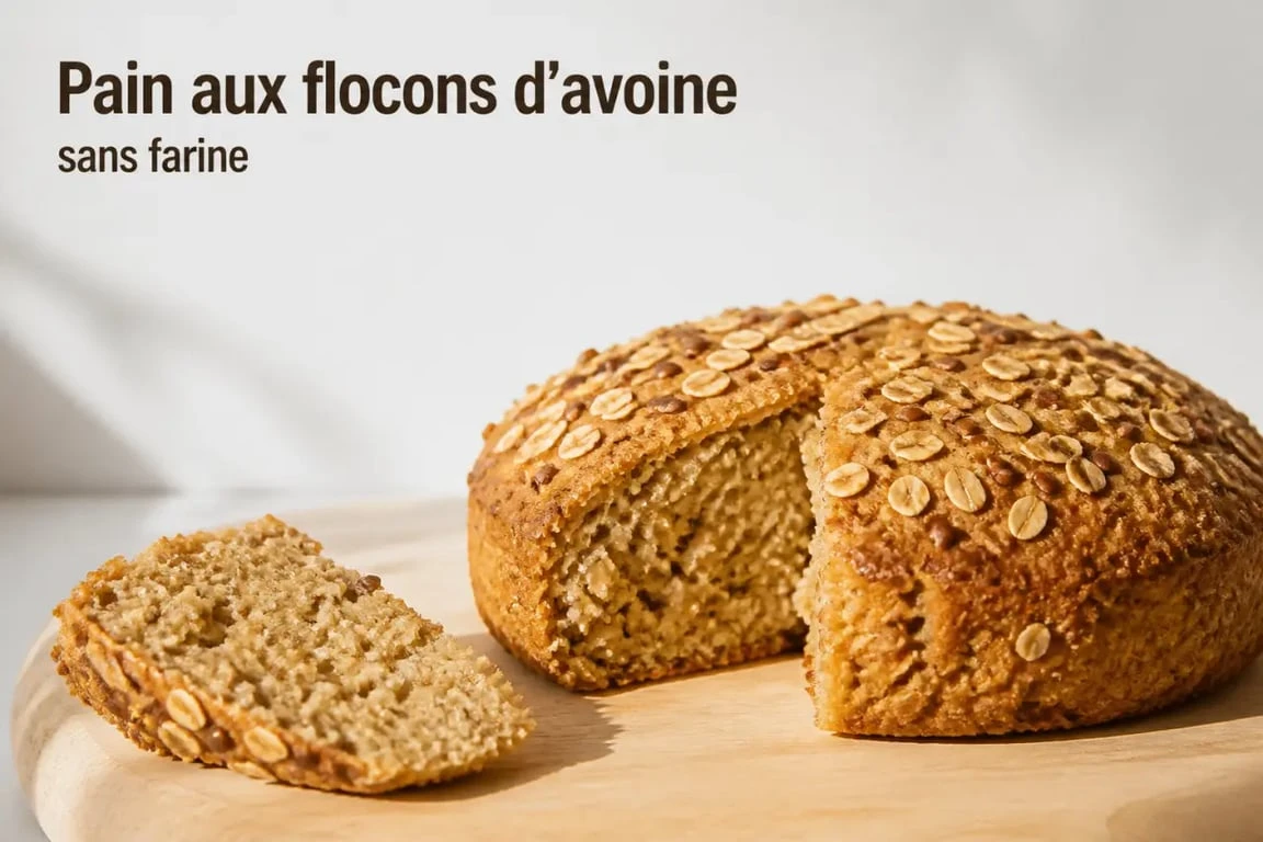 Recette pain flocon d avoine sans farine marmiton, pain doré et tranché sur planche en bois