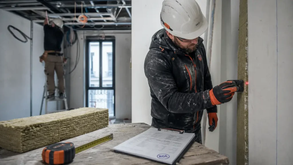 Entreprise isolation lyon : artisan mesure l’isolant, devis RGE