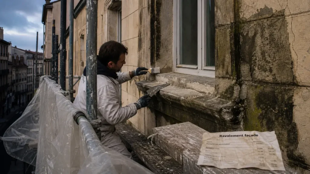 Ravalement facade saint etienne : humidité, fissures et enduit sur une façade