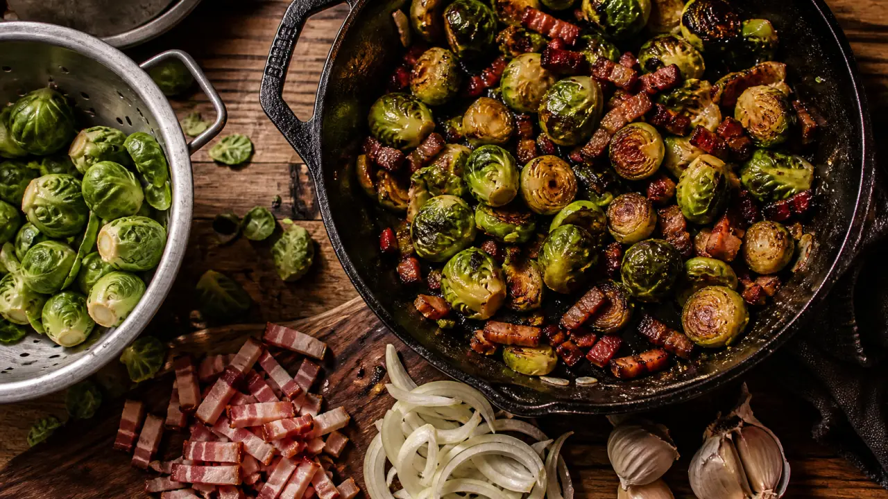 Recette choux de bruxelles lardons : poêlée fondante sans amertume