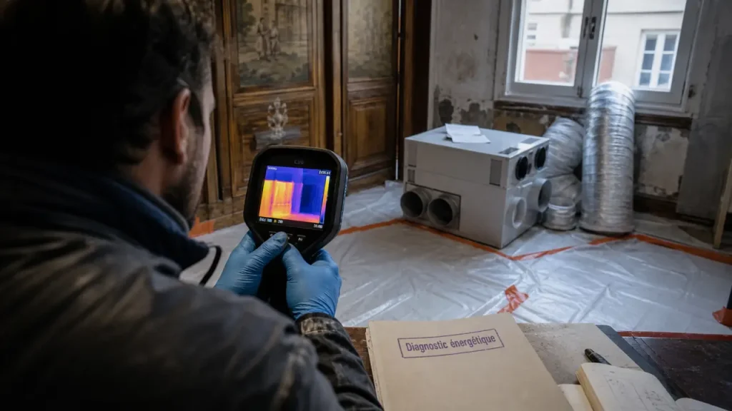 Rénovation thermique colmar : technicien thermographie et isolation en chantier