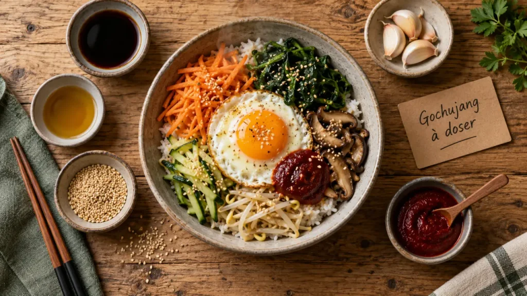 Cuisine coreenne recettes : bol de bibimbap au gochujang